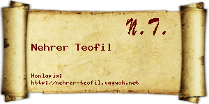 Nehrer Teofil névjegykártya